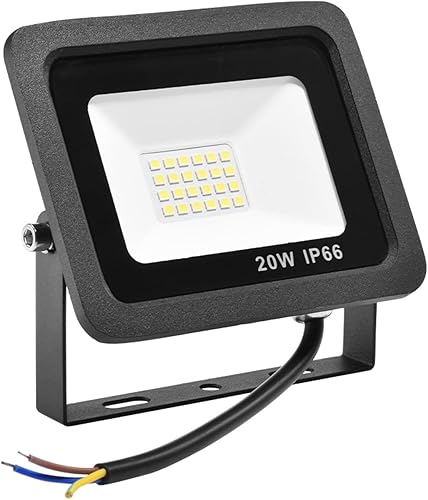 Luces de inundación LED de 20 W para exteriores, IP66 impermeable, lámpara de pared cableada de 6500 K, luz de trabajo ultrafina de 1400 lúmenes,