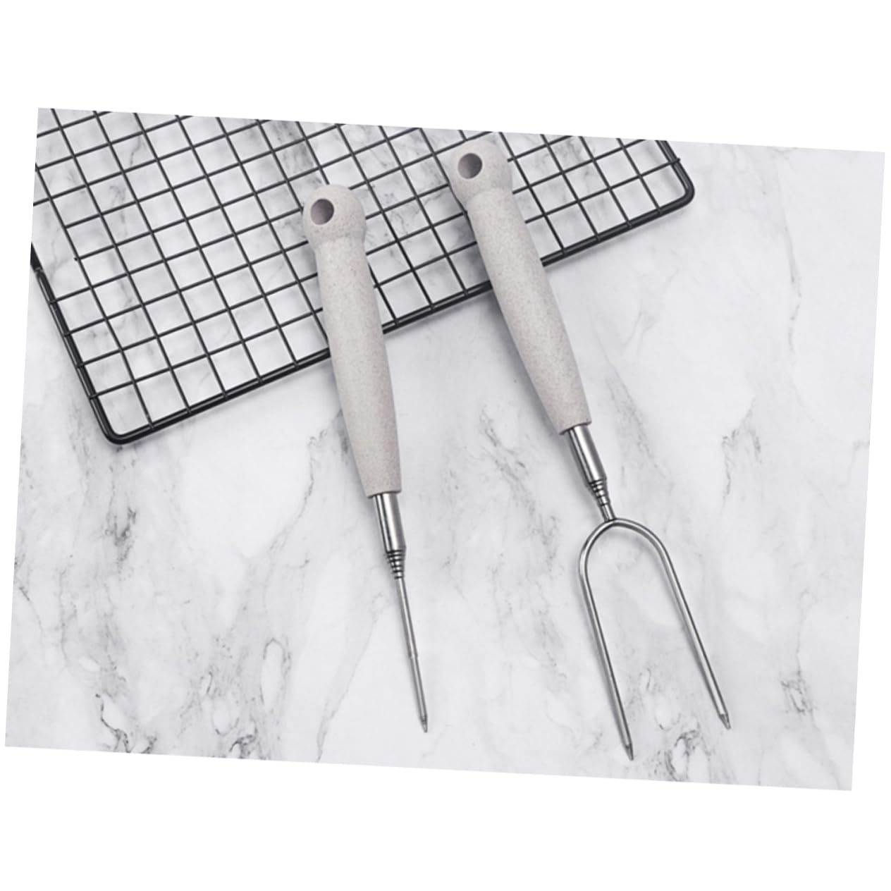 Toddmomy 3 Set Forchette Da Barbecue Inossidabile Forchettone Singolo Per Grigliate Outdoor Accessorio E Portatilper Salsicce Verdure E Smores 2 Pezzi*3