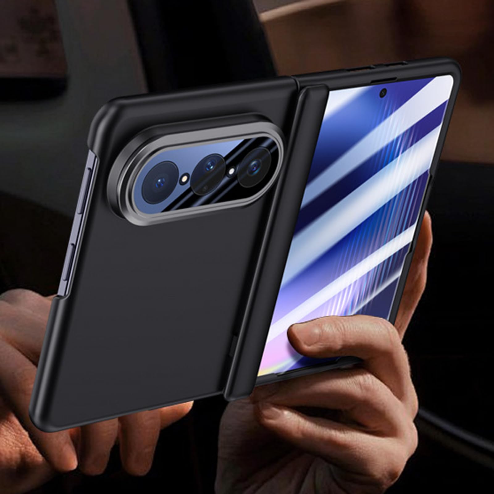 Etui do Huawei Pura X Max, składana podpórka, osłona magnetyczna, zintegrowany ekran, ochrona aparatu, zamek błyskawiczny, twarda obudowa do komputera (srebrna)