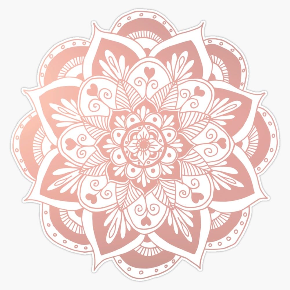 Boho Mandala Rose Gold Sticker - 5 Inch Vinyl Bumper Decal, Waterproof, UV Resistant - View #5