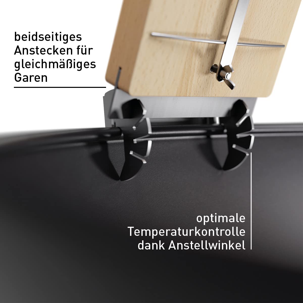 höfats - Flammlachsbrett mit Edelstahl Halterung - Flammlachs Räucherbrett aus Buche - verstellbar zur Temperaturkontrolle Feuerschalen - extra lang: 55 cm - 4-Fach wendbar