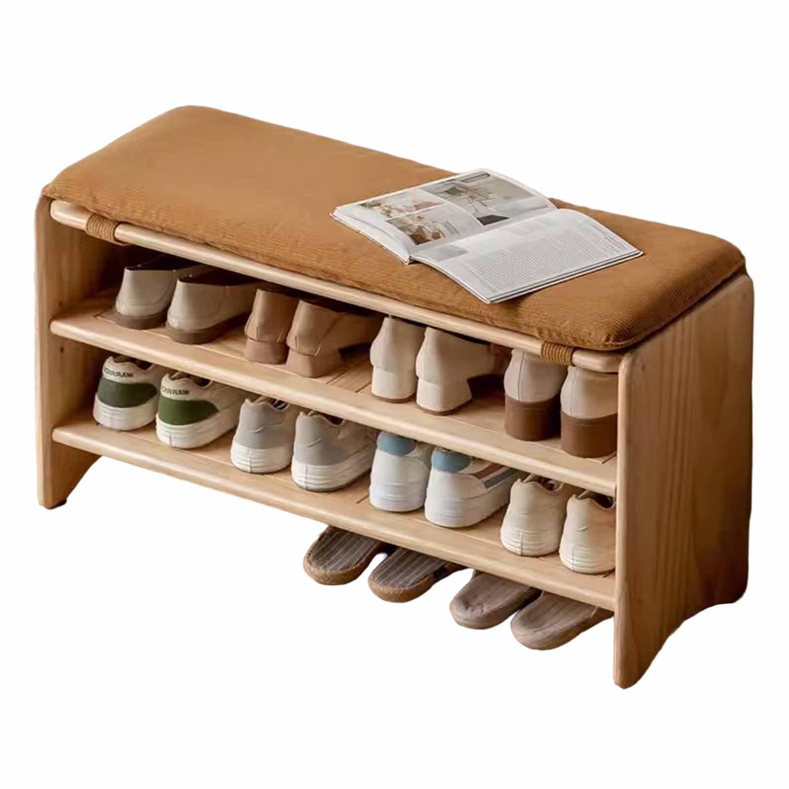 Banc d'entrée avec rangement à chaussures en bois pour couloir