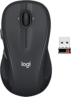 Logitech M510 Wireless Mouse Graphite - Ergonomic 1000 DPI Optical, 24-Month Battery, 7 Buttons, Unifying Receiver for PC/Mac