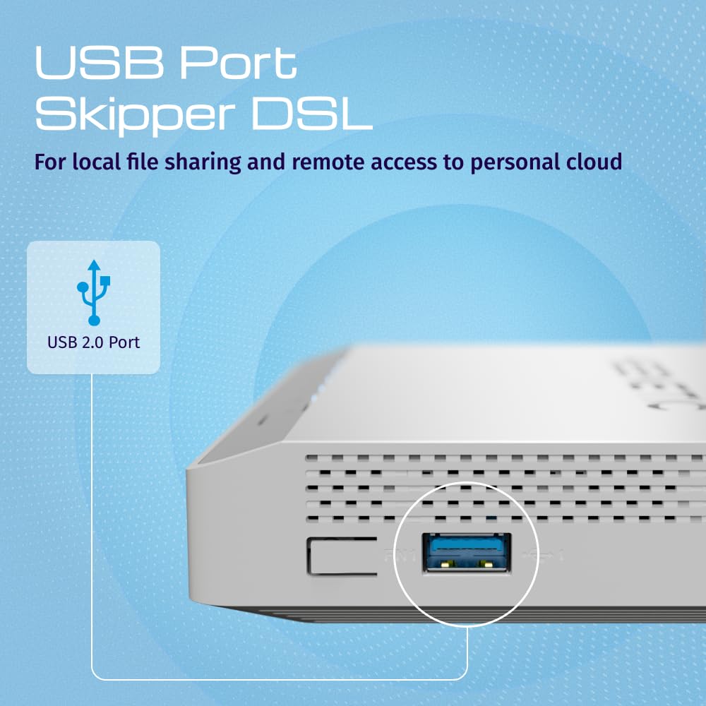 Keenetic Skipper DSL Modem-routeur VDSL2/ADSL2+ Supervectoring Wi-FI 5 maillé AC1200 avec commutateur Intelligent Gigabit 4 Ports et Port USB