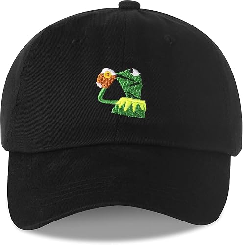 Baseball Cap Kermit The Frog Sipping Tea Logo Trucker Hat Unisex Outdoor Adjustable Strapback Cap disponible en Yaxa Colombia