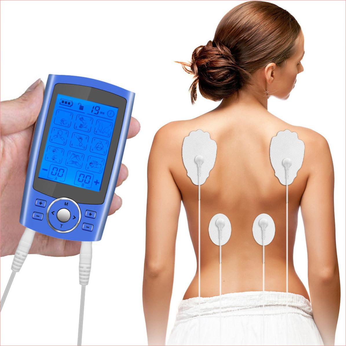 PACKOVE Dispositivo de de Electromasaje Color Plata 36, 8 Electrodos de Goma y Abs para Masaje de Cuello y