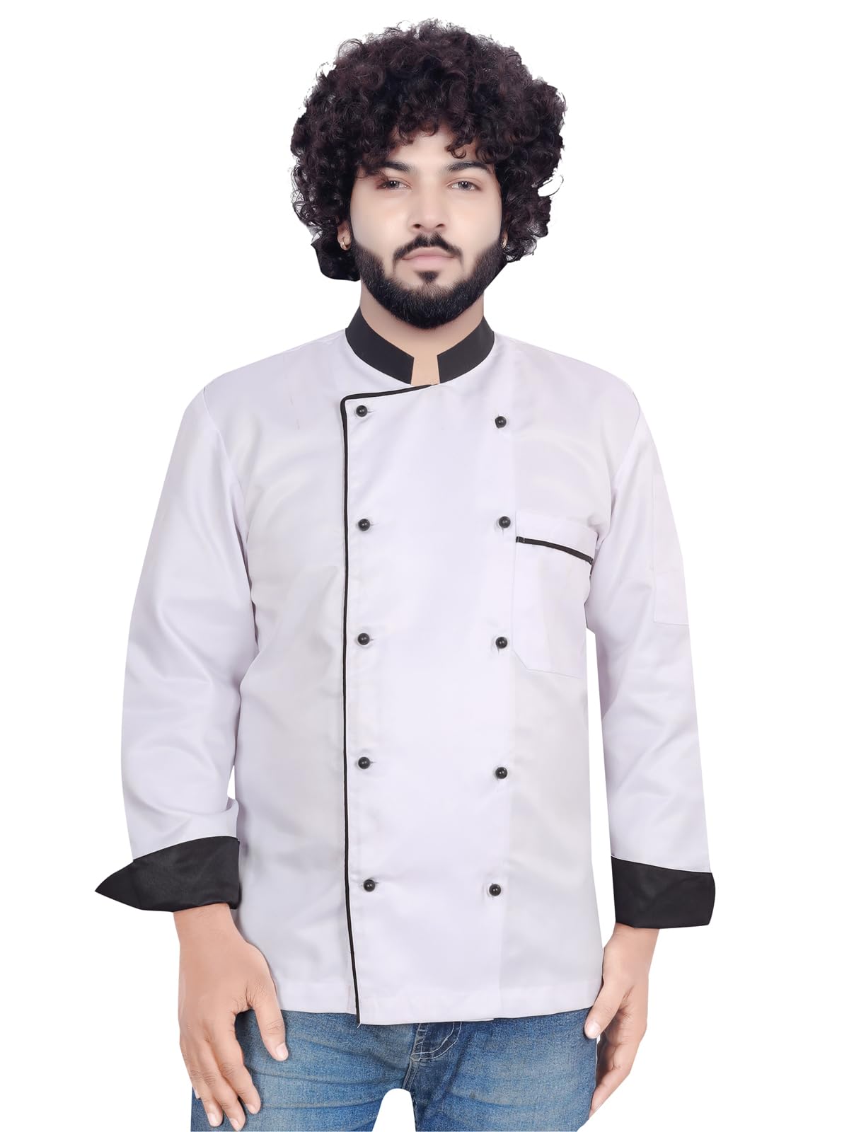 abc garments Cuffed Unisex Chefcoat For Men's (XL, WHITE)-picture-36