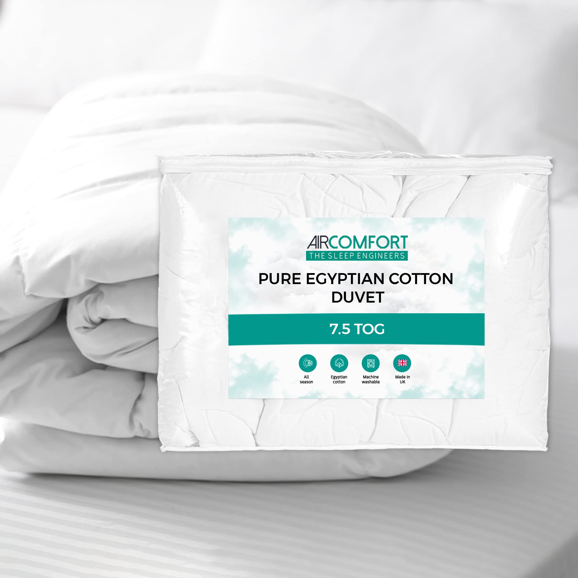 7.5 TOG Luxury Hotel Quality Duvet for All Seasons - Non-Allergenic Egyptian Cotton Fabric...