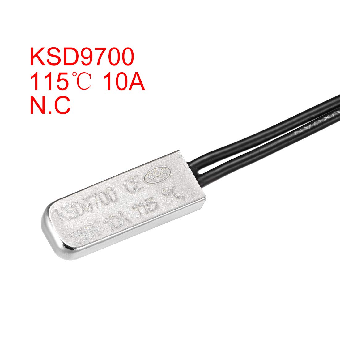 sourcing map 2 szt. KSD9700 termostat 115 ℃ N.C 10 A metal bimetaliczny przełącznik temperatury