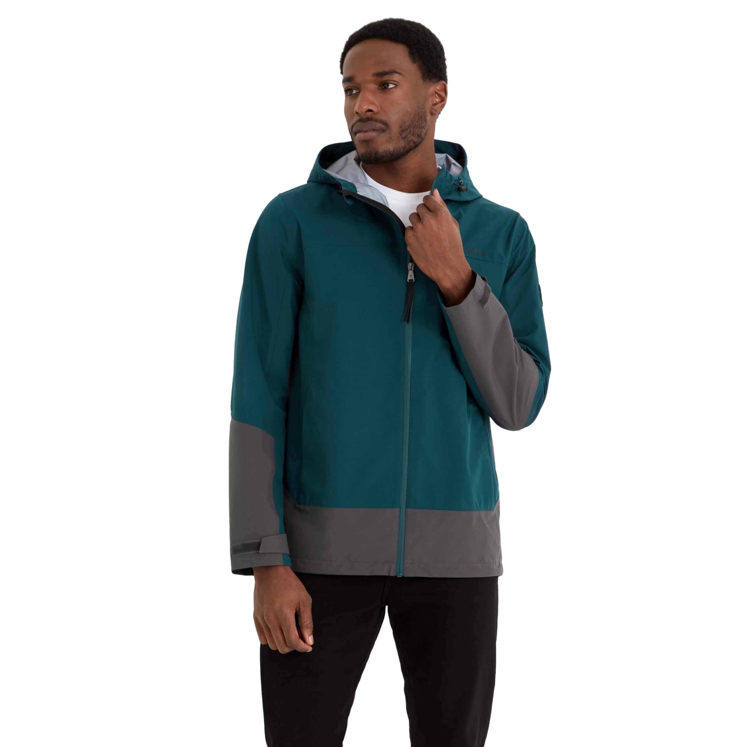 Tog24 Men's Petrol Green Bowston Waterproof Jacket. Waterproof Coat. 20K Waterproof, 20K Breathability & Windproof. Waterproof Jacket In Eye-Catching Colour Block Design. Wired Hood & Adjustable Cuffs
