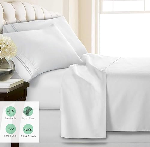 Miniatura 4 de FBTS Basic Juego de sábanas para cama de tamaño King, juego de sábanas de microfibra sedosas y transpirables, con bolsillo profundo de 18 pulgadas,