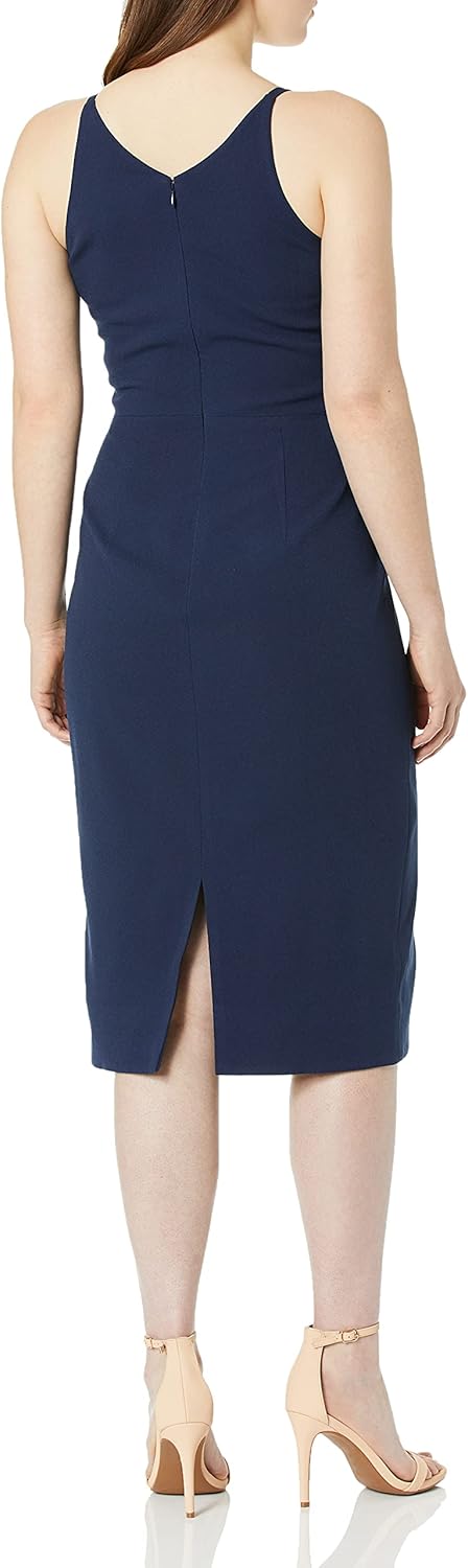 Dress The Population Womens Lyla Plunging Sleeveless Fitted Midi Sheath Dress - Image 2