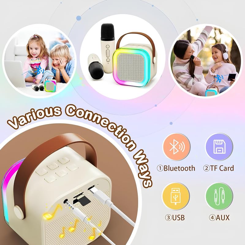 Image of K12 Wireless Karaoke mic with Speaker Bluetooth: Bluetooth-Enabled Wireless Karaoke Mic Speaker with Multiple Compatibility Modes, RGB Lighting, and Party Speaker 1