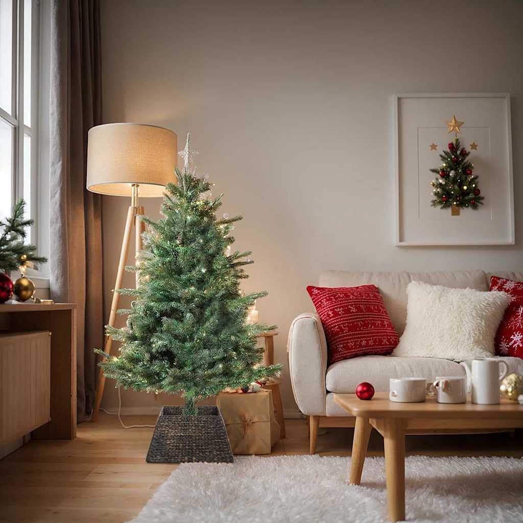 Collier de sapin de Noël noir en jacinthe d'eau, 50 x 50 x 25 cm, tapis de sapin durable, housse de support de sapin chic pour salon, extérieur protégé