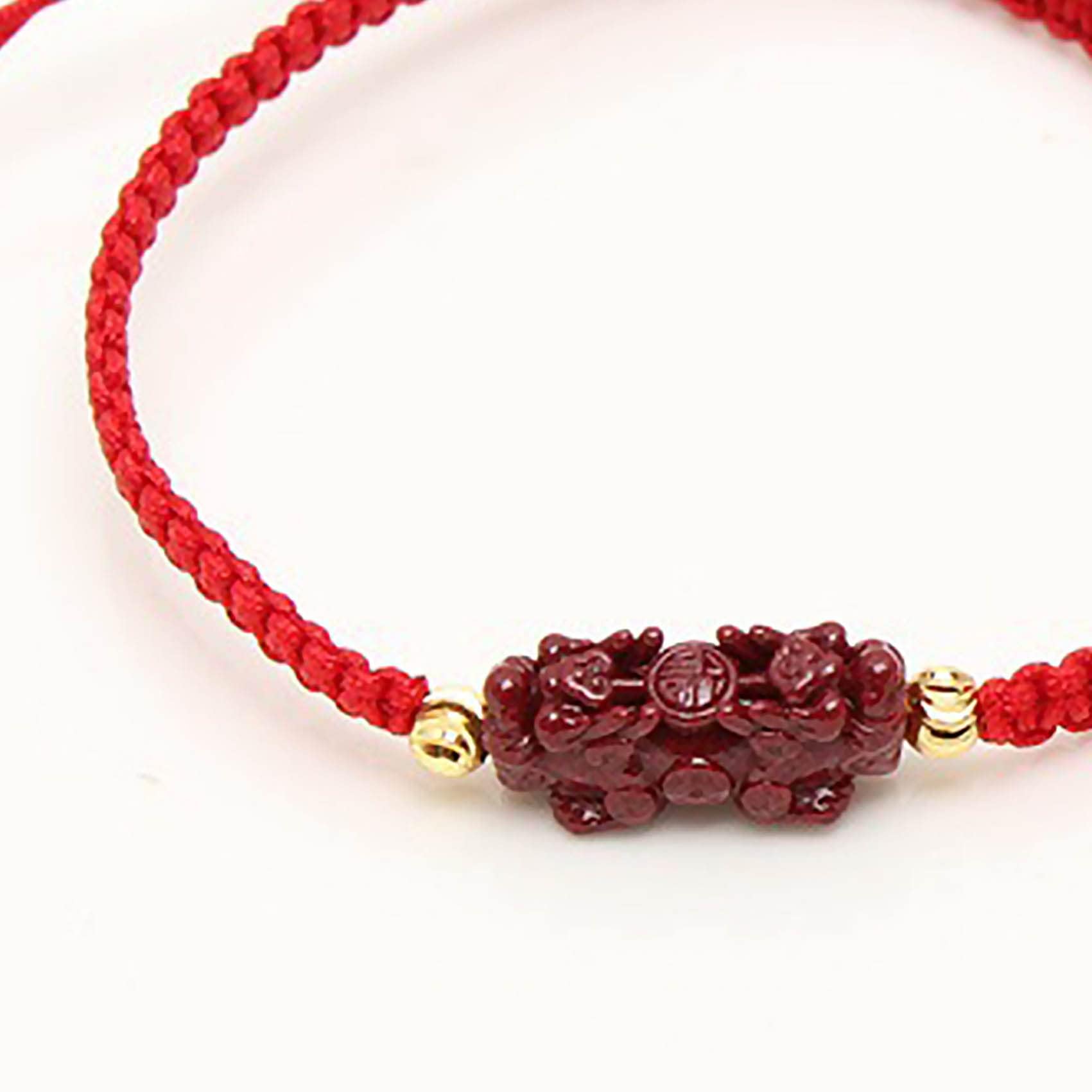 2 Piezas, Pulsera Budista De La Suerte Hecha A Mano con Hilo Rojo De Piedra De Cristal De Cinabrio Feng Shui, Amuleto Vintage De Buena Suerte A