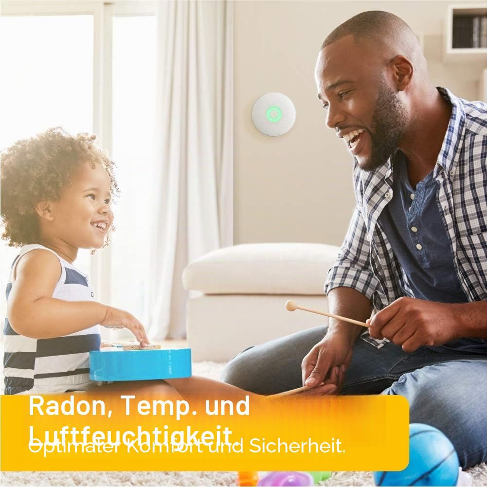 Airthings 2950 Wave Radon – Smartes Radon-Messgerät mit Feuchtigkeits- und Temperaturüberwachung, genau und anwenderfreundlich, kabellos, mit App
