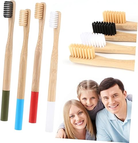 Miniatura 6 de LALAFINA Cepillo de dientes de bambú Cepillo de dientes de bambú natural Cepillos de dientes sostenibles Cepillos de dientes de limpieza orgánicos