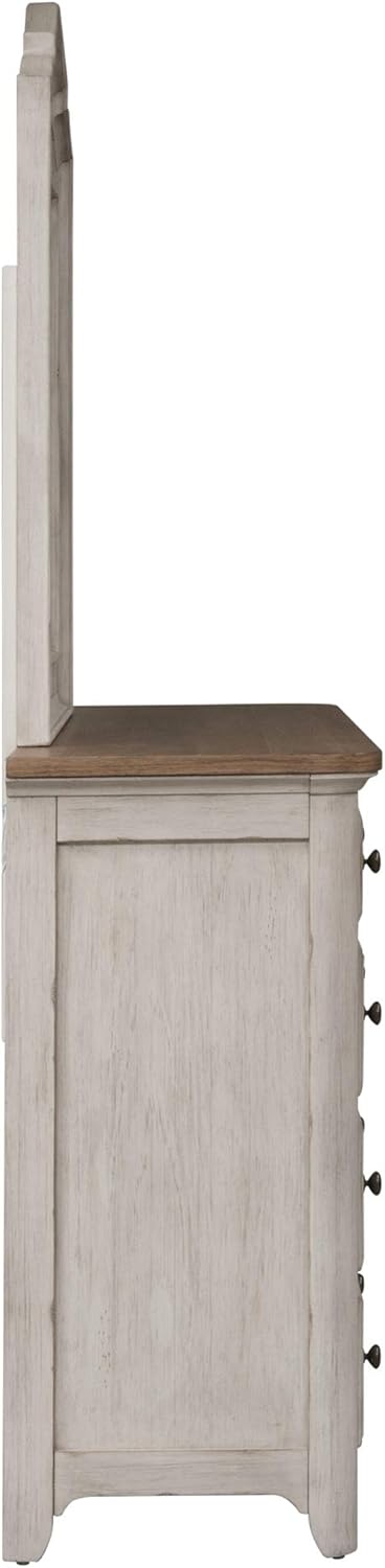 Liberty Furniture Industries Farmhouse Reimagined Dresser & Mirror, W66 x D21 x H82, White