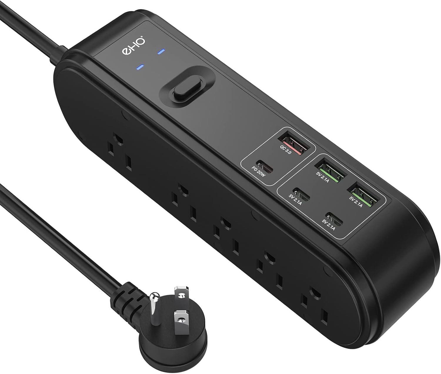 PD 20W USB C Power Strip Surge Protector, 10 Outlets and 3 USB C &3 USB A Ports, 6ft Extension Cord, Overload Protection, Desktop High-Speed Charging Station Power Bar for iPhone 14, 1875W/15A, 4500J 6 FT Black