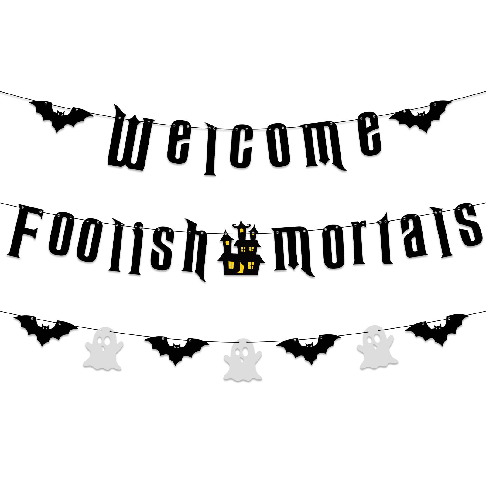 Welcome Foolish Halloween Mortals Banner Party Decorations