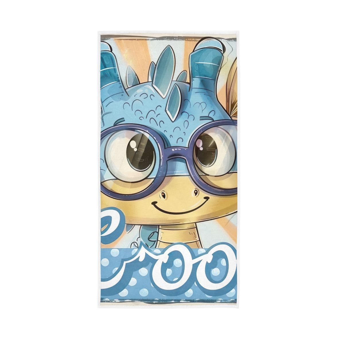 LSRCPD Cartoon Dragon Wearing Glasses Hand Towel, Multipurpose Absorbent Towels for Bathroom, Gym, Hotel, Spa 15 x 30 Inches