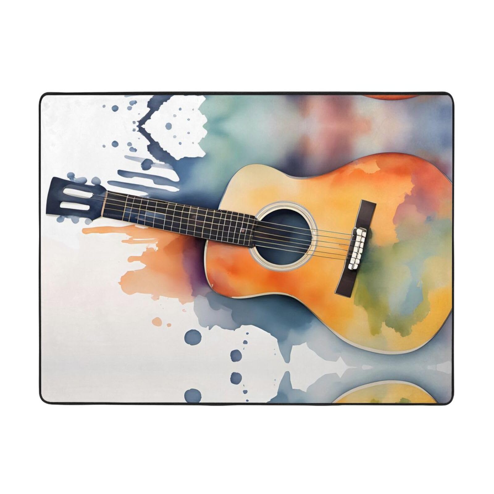 Tapis de salon guitare acoustique grand format avec envers sécurisé