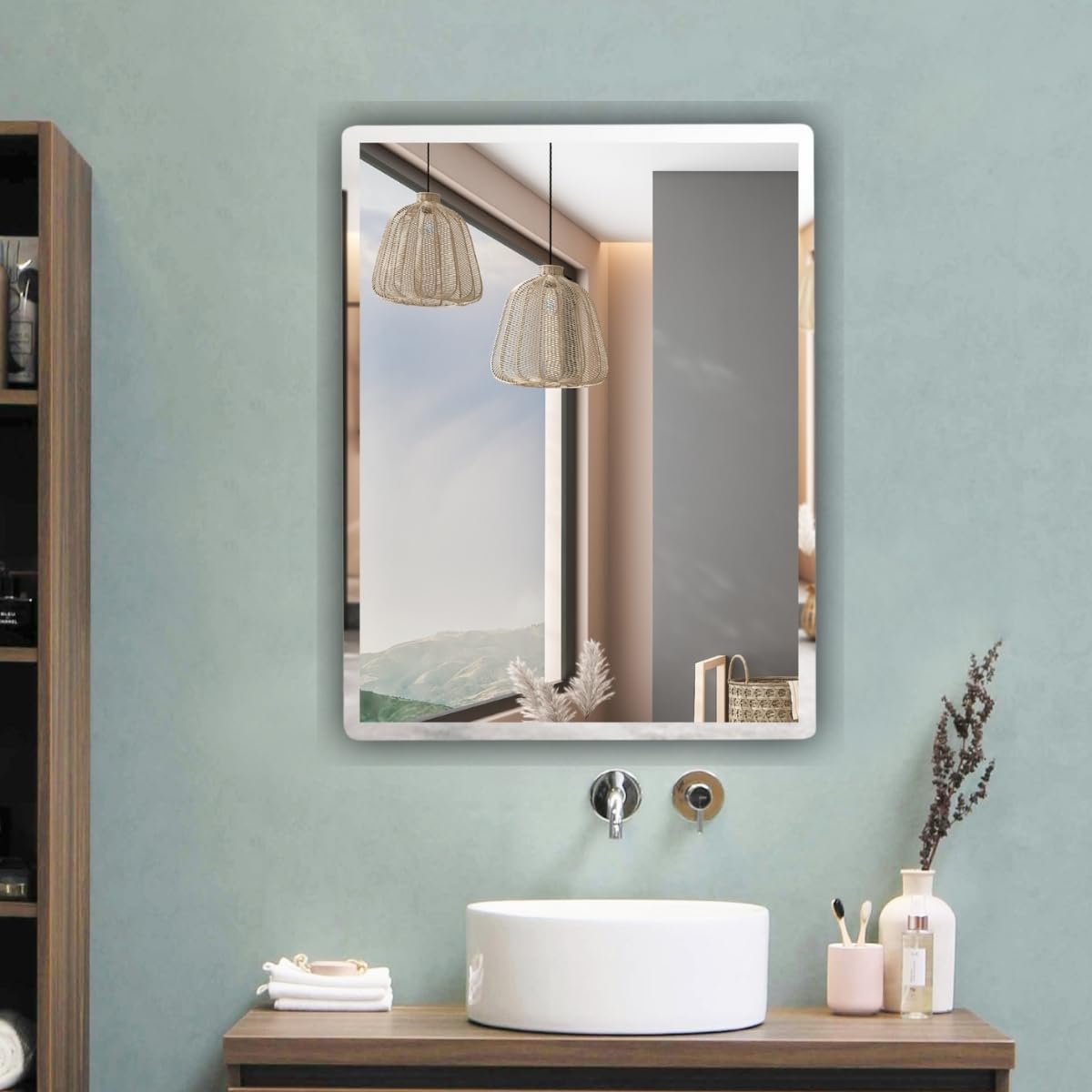 The Deqor Frameless Wall Mirror for Bathroom, Rectangle Design Bathroom Mirror, Bedroom Mirror, Washbasin Mirror, Mirror for Room 18x24 Inch | BVM1824A1 (B0D8Y87N8N) Amazon Price History, Amazon Price Tracker