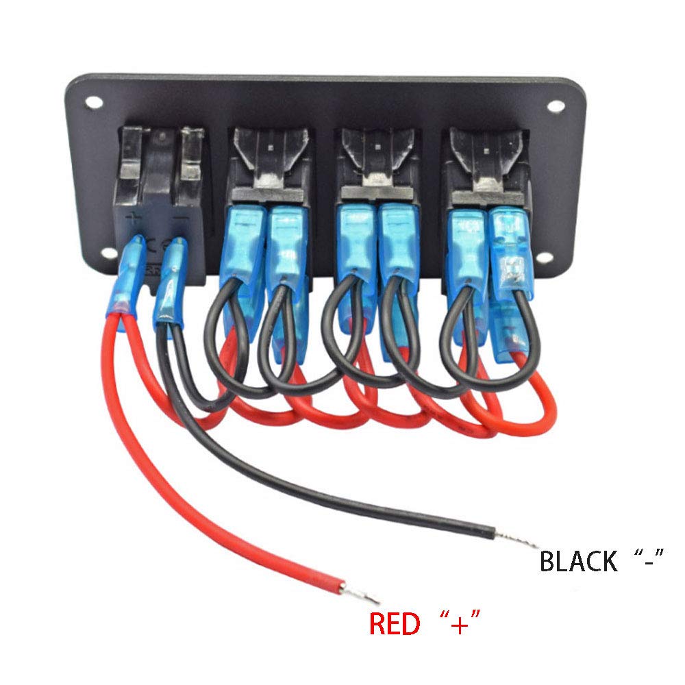 Riloer Rocker Panel sterowania 4-pozycyjny, wodoszczelny, zamknięty przełącznik kołyskowy, 5 V, 4,8 A, podwójna ładowarka USB