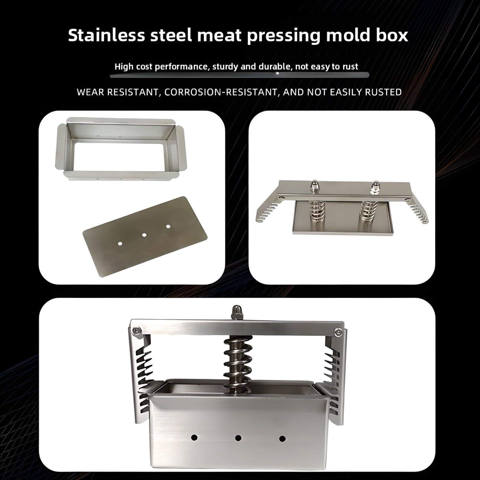 Pressa per carne in acciaio inox, facile da usare, stampo per prosciutto, per salumi, cucina, 200 x 100 x 100 mm, perfetto per chef domestici e amanti della carne