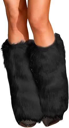 Kunstpelz Beinwärmer Damen Khaki - Flauschige Stulpen Für Winter & Herbst