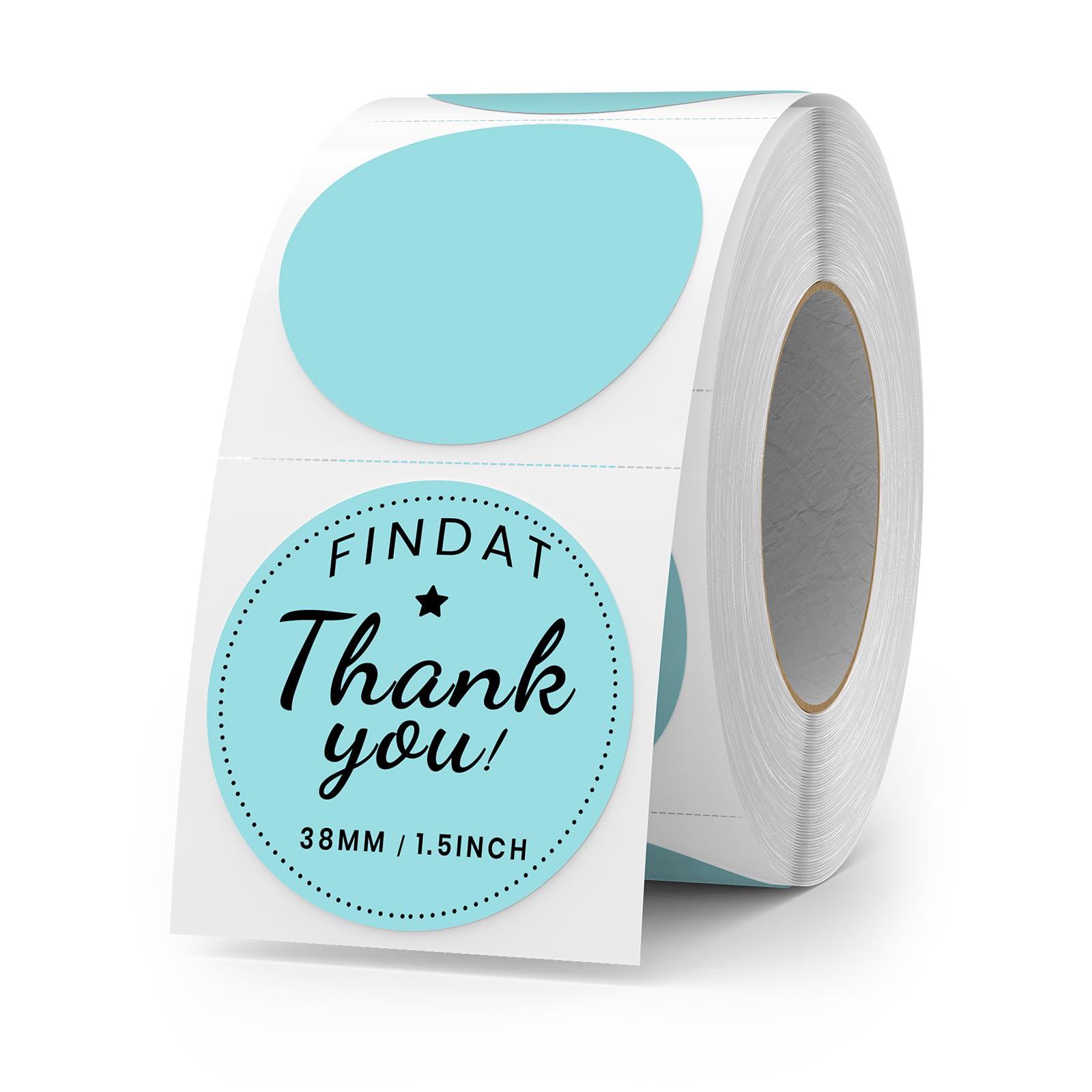 FINDAT Blue Round Thermal Labels 1.5 Inch Circle Stickers Vinyl Direct Waterproof Multi-Purpose Self-Adhesive Name Tags Colour Coding for Office Barcode DIY Logo 500 PCS