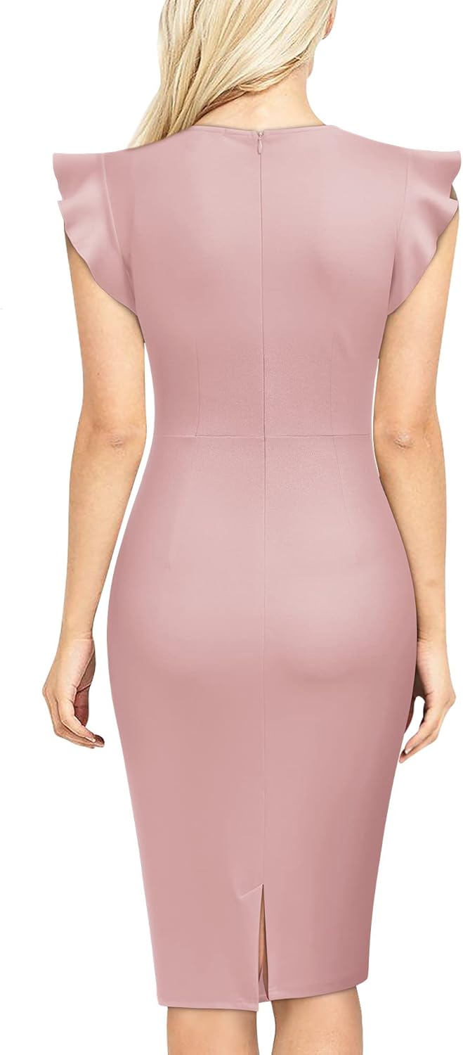 Miusol Women's Business Retro Ruffles Slim Cocktail Pencil Dress - Image 2