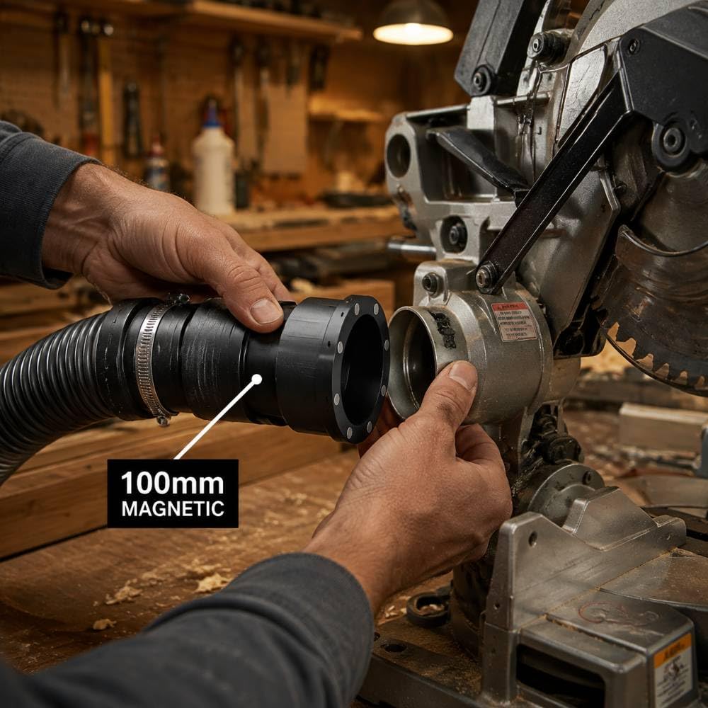 Adattatore magnetico aspirazione 100mm, set 6 pz per macchine legno