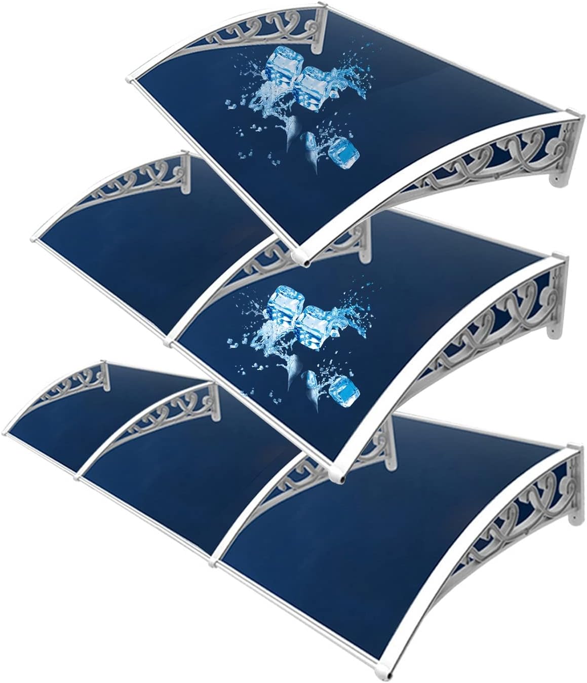 QIANDA Protección UV Marquesina De Puertas, Moderno Exterior Alero Toldo Policarbonato Hoja Hueca por Puerta Principal, Patio Interior, Escalable (Color : Azul, Tamaño : 80cmx180cm/31.50x70.87in)