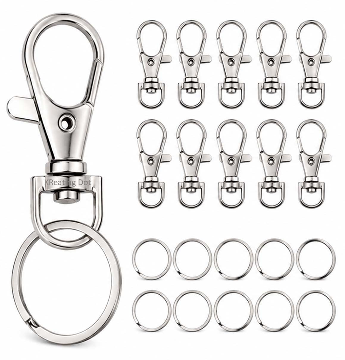 10 Sets Swivel Lobster Claw Clasps with 30mm Key Rings | Premium Metal Snap Hooks for Keychain Making, Lanyards, Wristlets, Jewelry Making, Resin Crafts, Charms & DIY Accessories | Nickel (KCLC- 10)-image-32