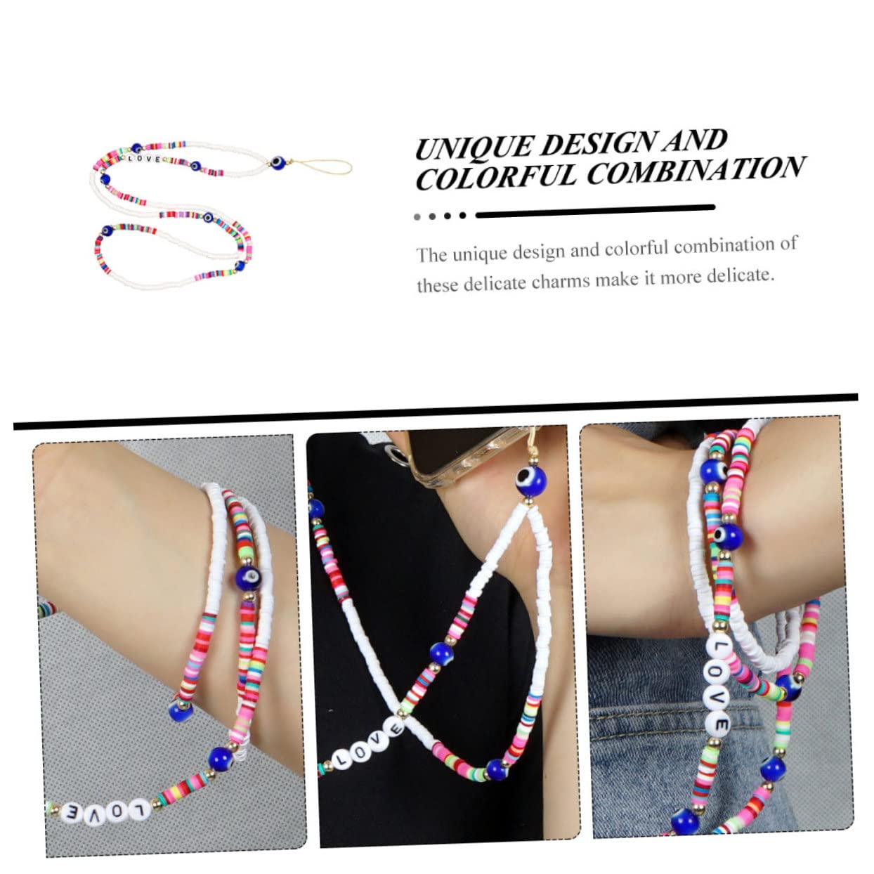 Hemobllo 4piezas Lanyard De Cuentas Para Teléfono Móvil Cadena Abalorios Para y Dispositivos Electrónicos