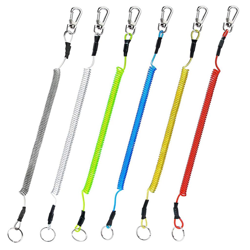 MLWSKERTY 6 Pieces Heavy Duty Boating Rope Fishing Coiled Lanyard Retractable Wire Fishing Tools Lanyards