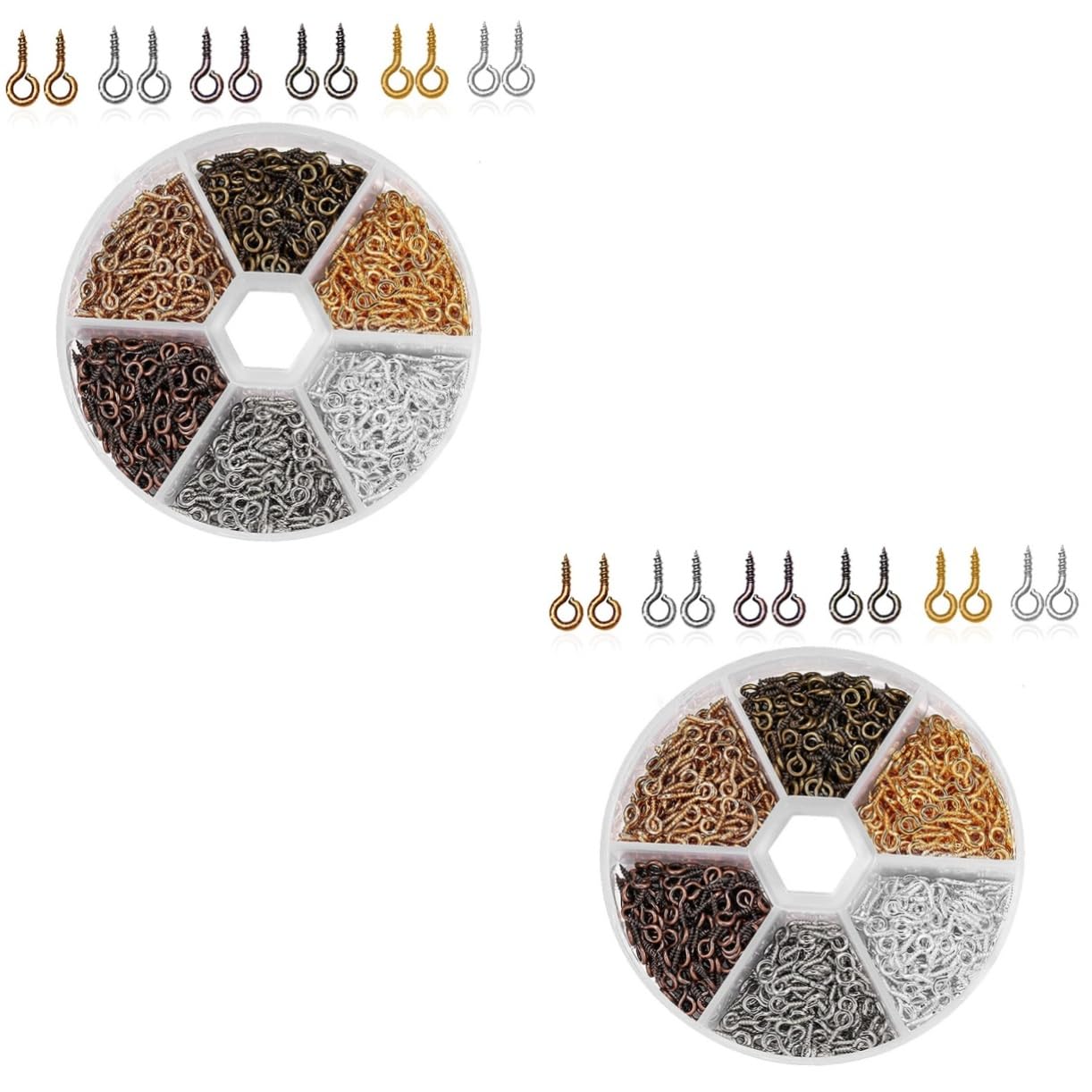 DOITOOL Sets Metal Eye Screw Hooks Self Tapping Screw Ring for Jewelry Craft Beads Hooks Threaded Eye for DIY Projects Pcs