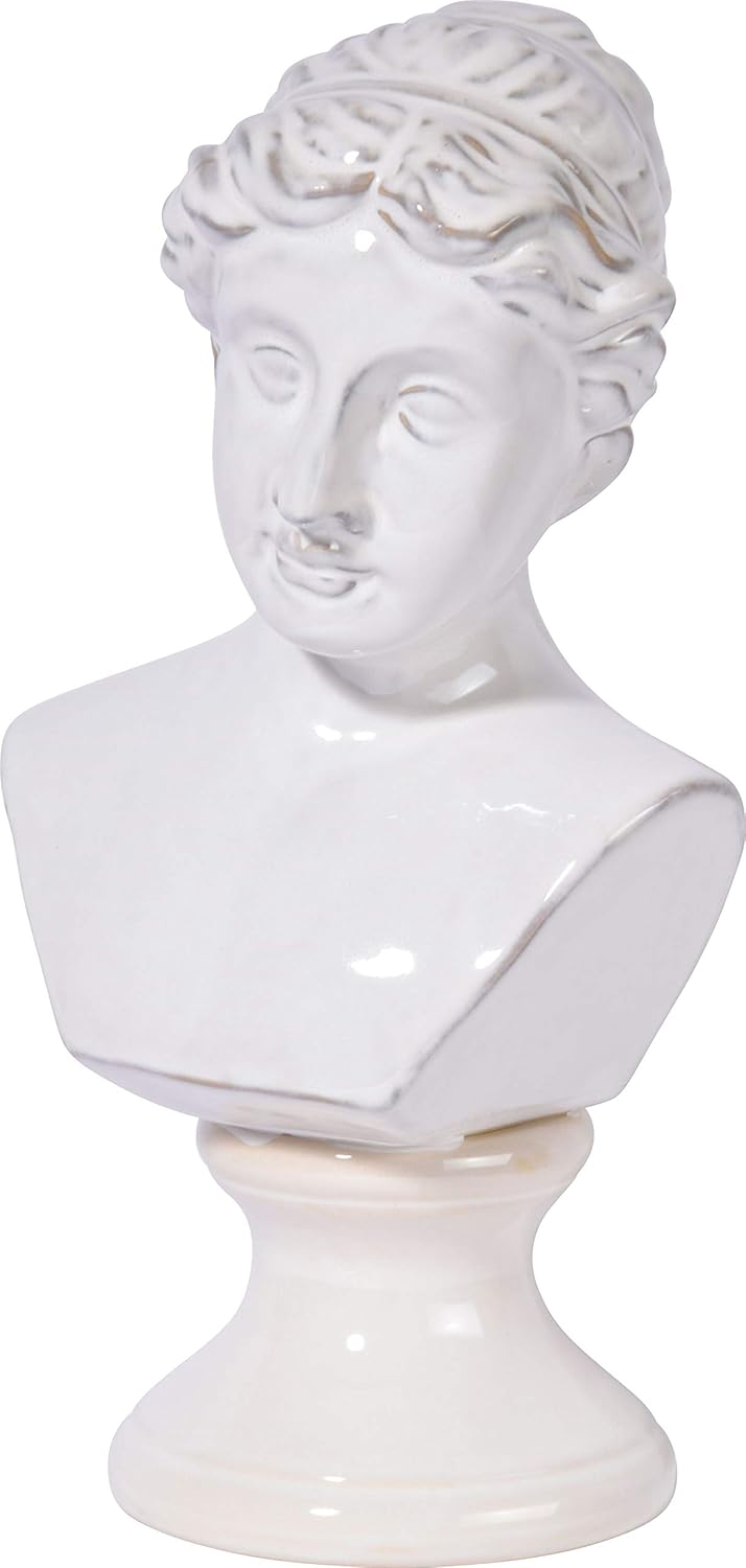 dobar® 10430e Helena Backyard Figurine Measurement M | Sculpture for Outside | Ceramic Bust Girl for Backyard | Outside Statue | Ornamental Physique Vase for Dwelling/Backyard/Patio | 17 x 14 x 32.5 cm | White