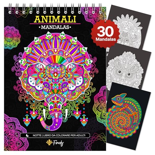 Finoly Libro Mandala da Colorare Adulti Magical Patterns 30 llustrazioni Originali | Libri Mandala da Colorare per Adulti A4 | Album mandala da colorare Carta Premium | Rilegatura a Spirale