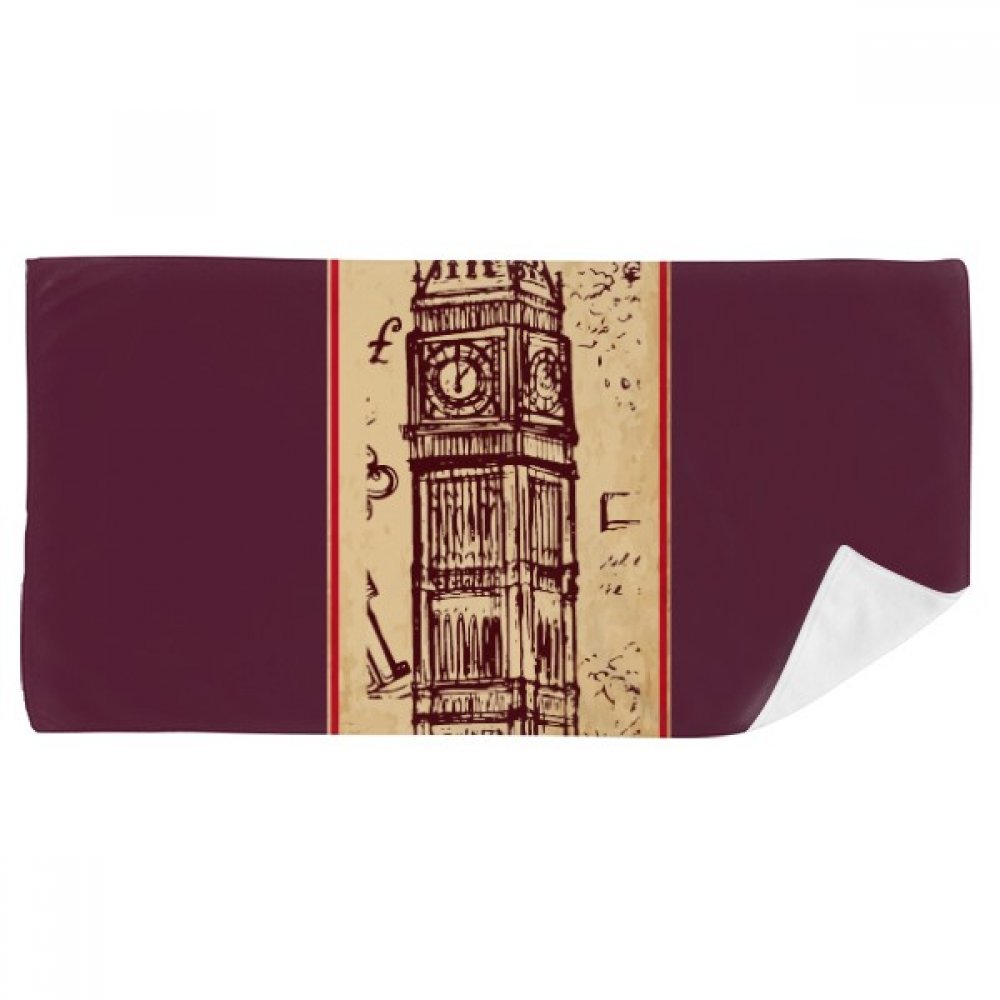 Serviette de bain Angleterre Big Ben douce multicolore lavable 35x70cm
