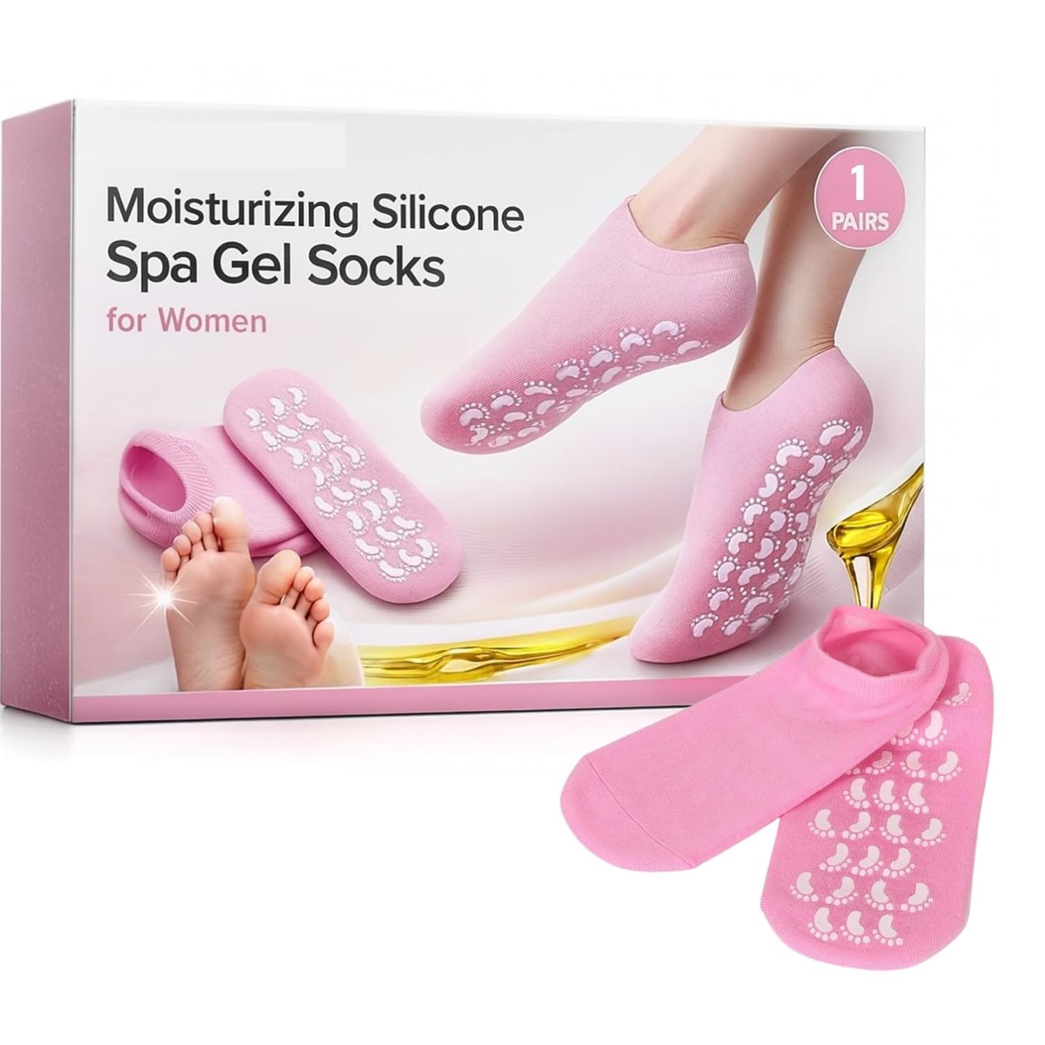Moisturizing Silicone Spa Gel Socks for Women & Men Crack Heel Repair Socks with Natural Oil & Vitamin E for Dry Cracked Feet (Multicolor, 1 Pair) (1 PAIR)-image-47