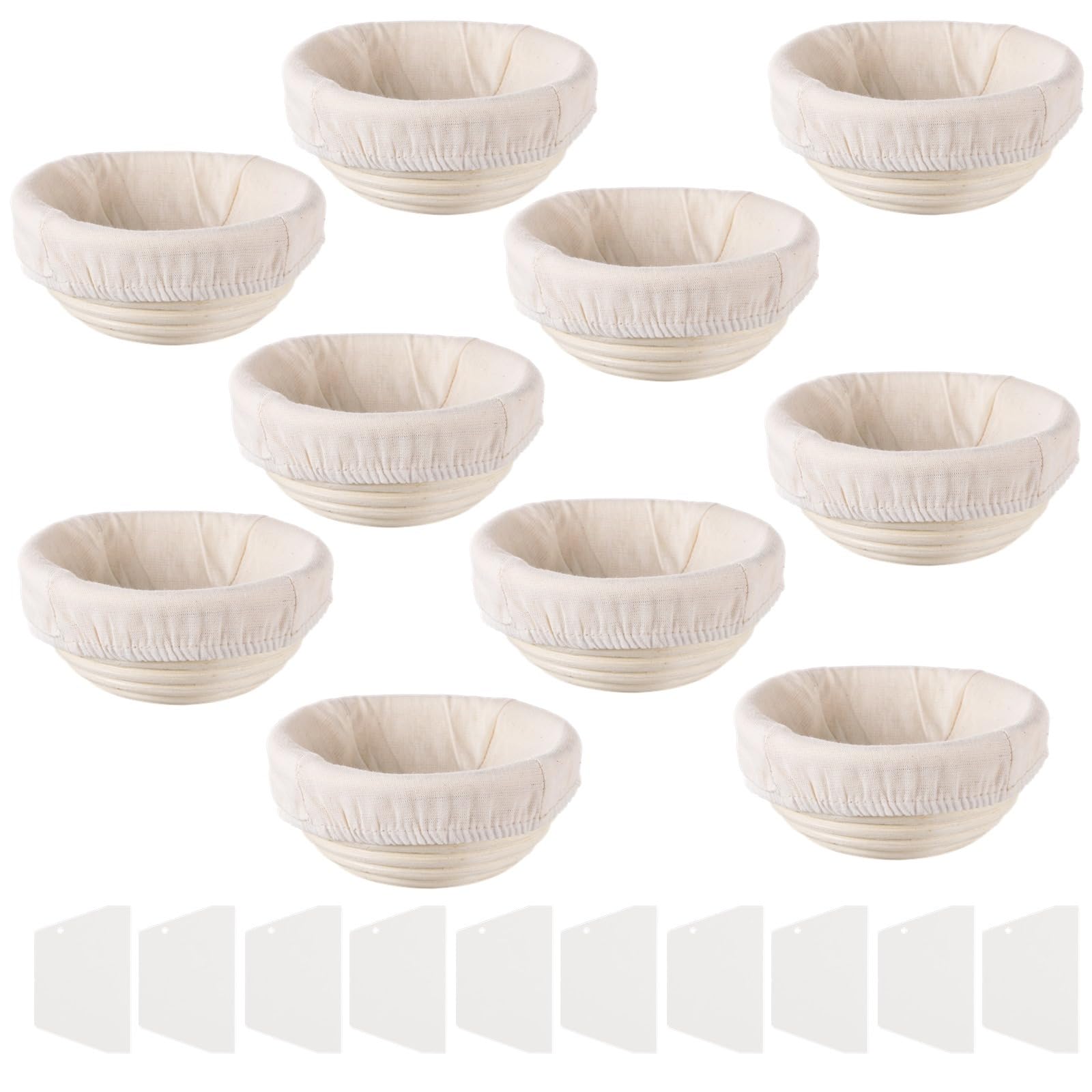 Artykuły do pieczenia chleba, okrągłe rattanowe kosze zabezpieczające na zakwas, 10 szt. kosze do pieczenia chleba, banneton, z wkładkami i skrobakami, miski do pieczenia piekarni