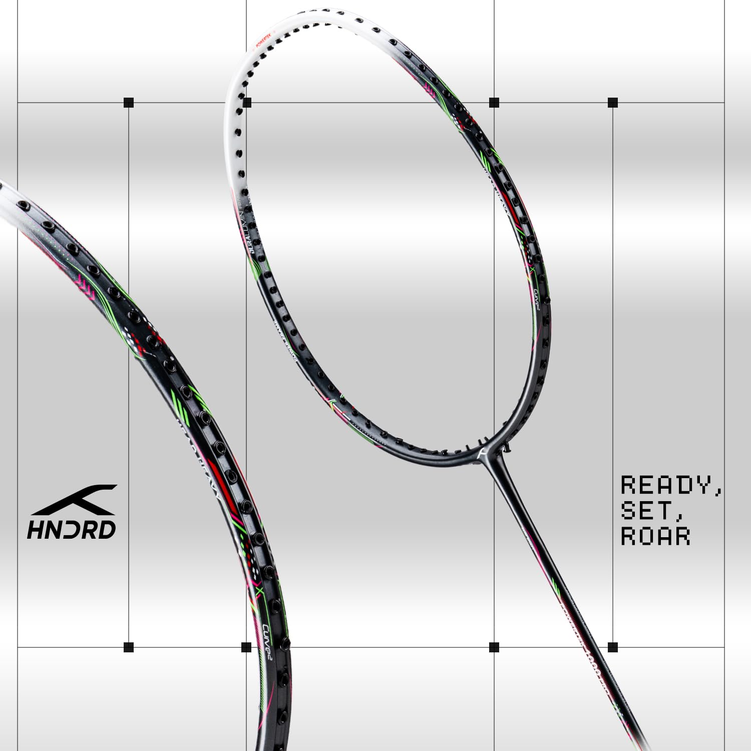 Hundred Powertek 1000 Pro Graphite Badminton Racket, Strung with Full Racket Cover, Lightweight Shuttle Bat for Intermediate Players β Dark Grey/White (Matte)