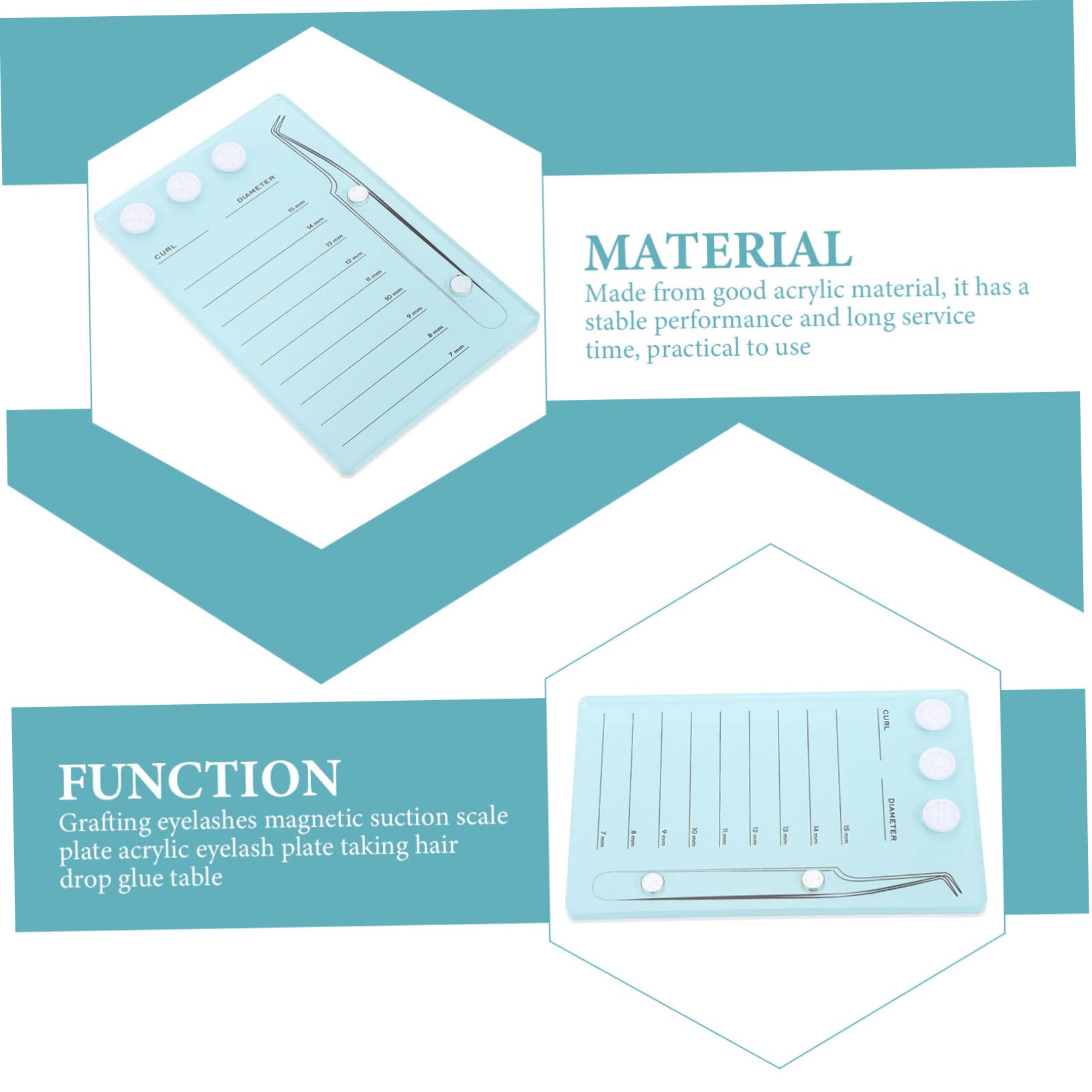 FRCOLOR 3pezzi Pallet Per Estensione Ciglia Magnetico Acrilico Strumento Professionale Per Estensione Ciglia e Rimozione Utile Per Saloni Di Bellezza e Uso Personale Superficie Liscia e