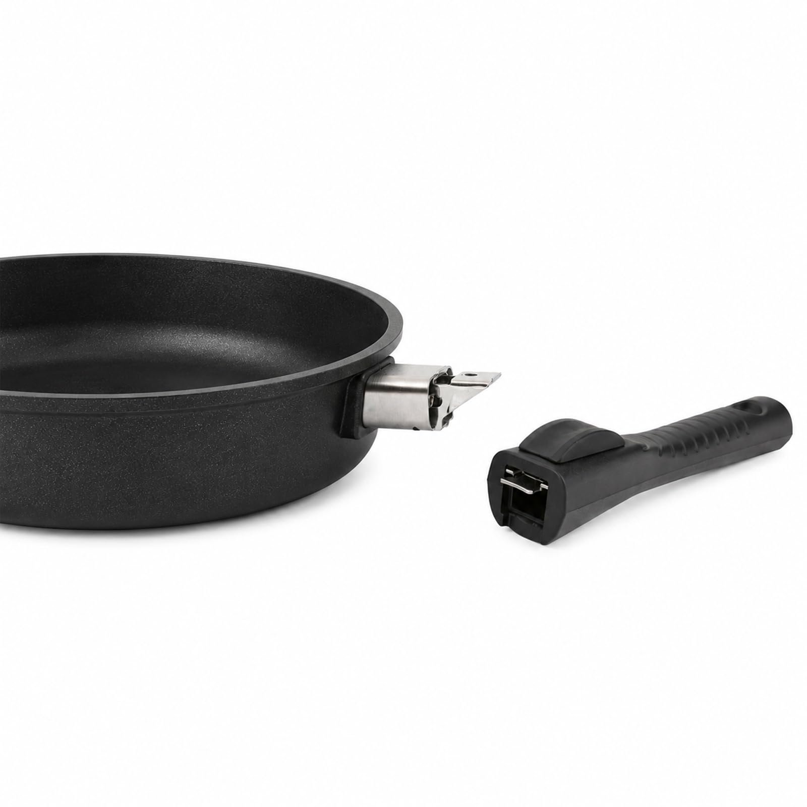 BAF Aluguss Schmorpfanne Induktion 28 cm mit abnehmbarem Stiel - Antihaft-Bratpfanne mit 7,5 cm hohem Rand - geeignet für Induktion, Gas, Elektro & Backofen - Made in Germany