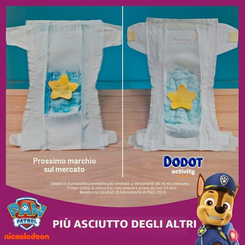 DODOT Pannolini per bambini Activity Taglia 4 (9-14 kg), 192 pannolini con vestibilità più resistente