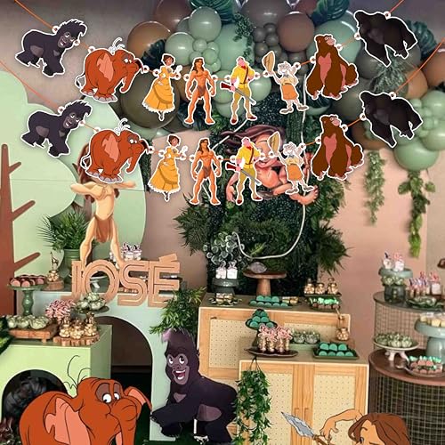 Image of Tarzn Garland Decoration - Adventure Theme Birthday Party Supplies - Cartoon Inspired Hanging Banner for Birthday, Baby Shower, Family Gatherings, Classroom Events, and Wild Party Decorations