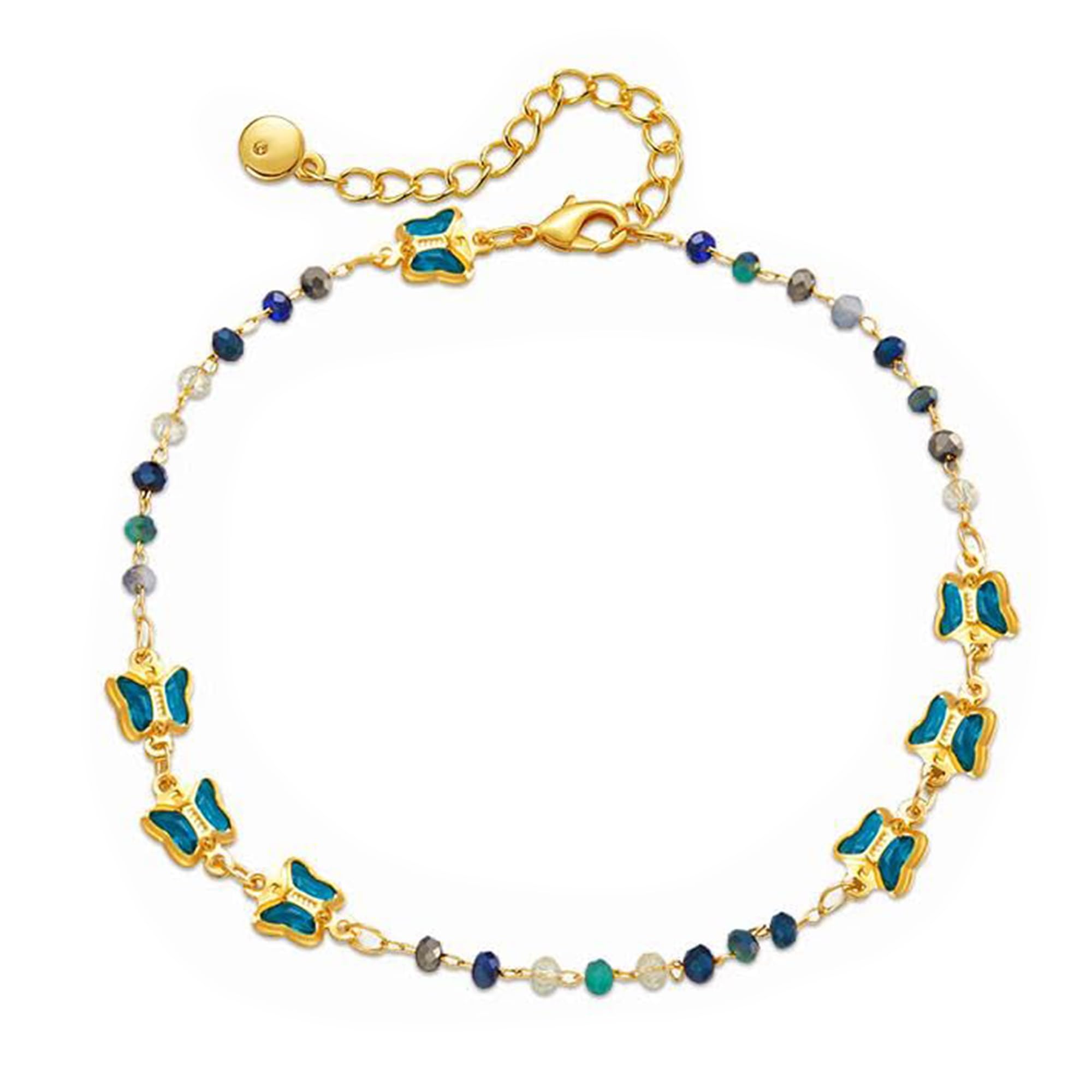 Yumikoo 18k Gold Plated Anklet Ankle Bracelets for Women (Green Butterfly)