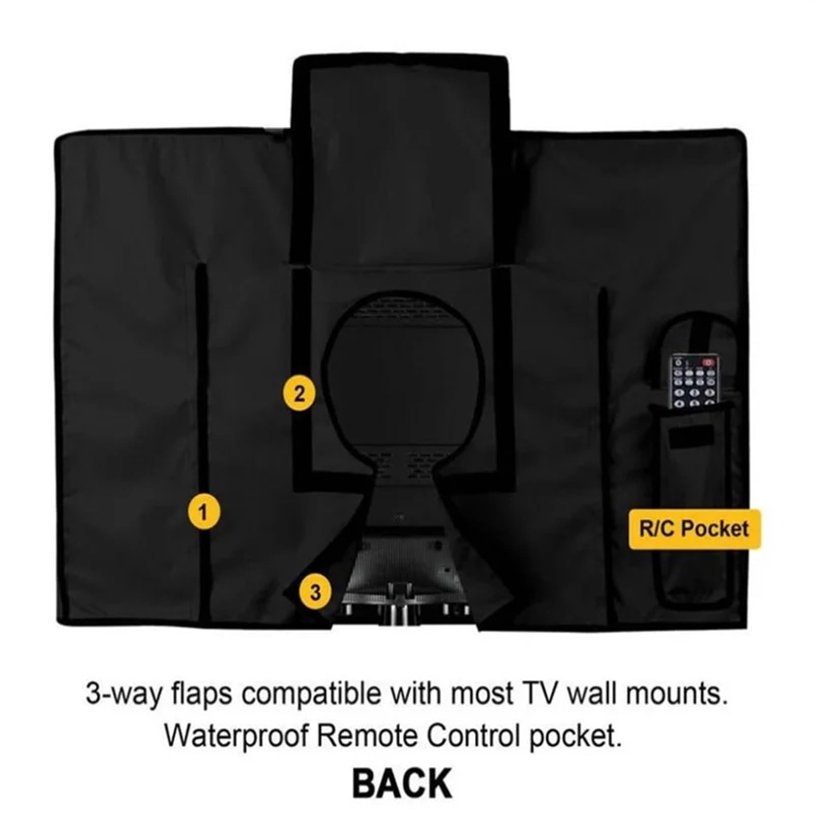 Wasserdichtes TV-Abdeckungsset for den Außenbereich, staubdicht, Sonnenschutz, Oxford-Gewebe, Schwarz, Fernsehgehäuse, TV TV Abdeckung(36-38 inch)